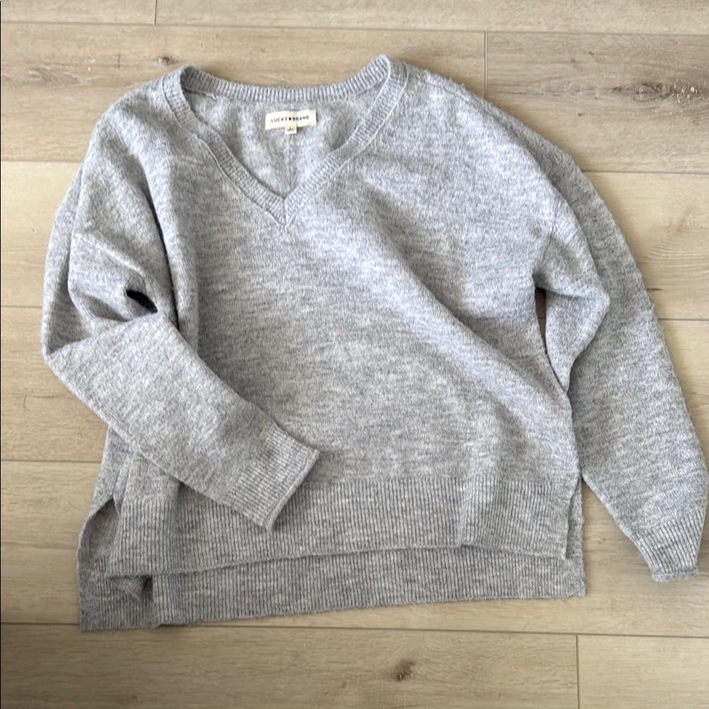 Lucky Brand Heather Gray V-Neck Sweater
